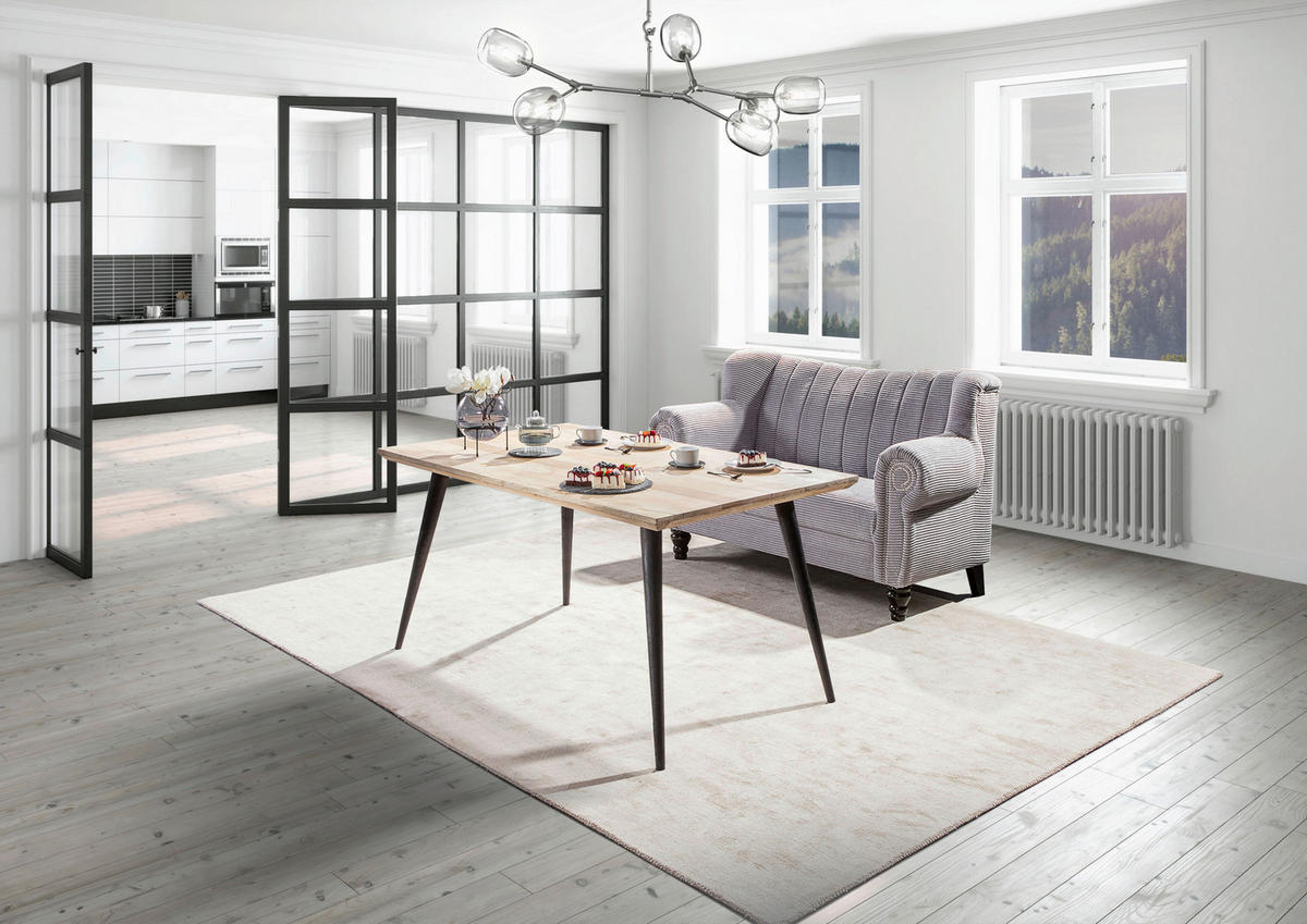 2-SITZER-SOFA Cord Hellgrau  - Dunkelbraun/Hellgrau, Design, Holz/Textil (168/96/75cm)