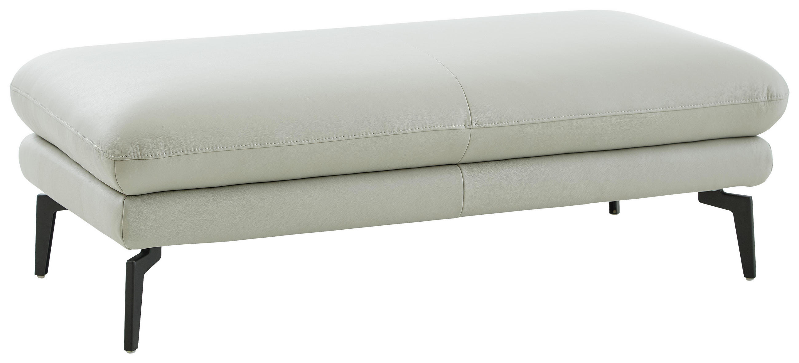 HOCKER Echtleder Hellgrau  - Hellgrau/Schwarz, Design, Leder/Metall (130/45/68cm) - Dieter Knoll
