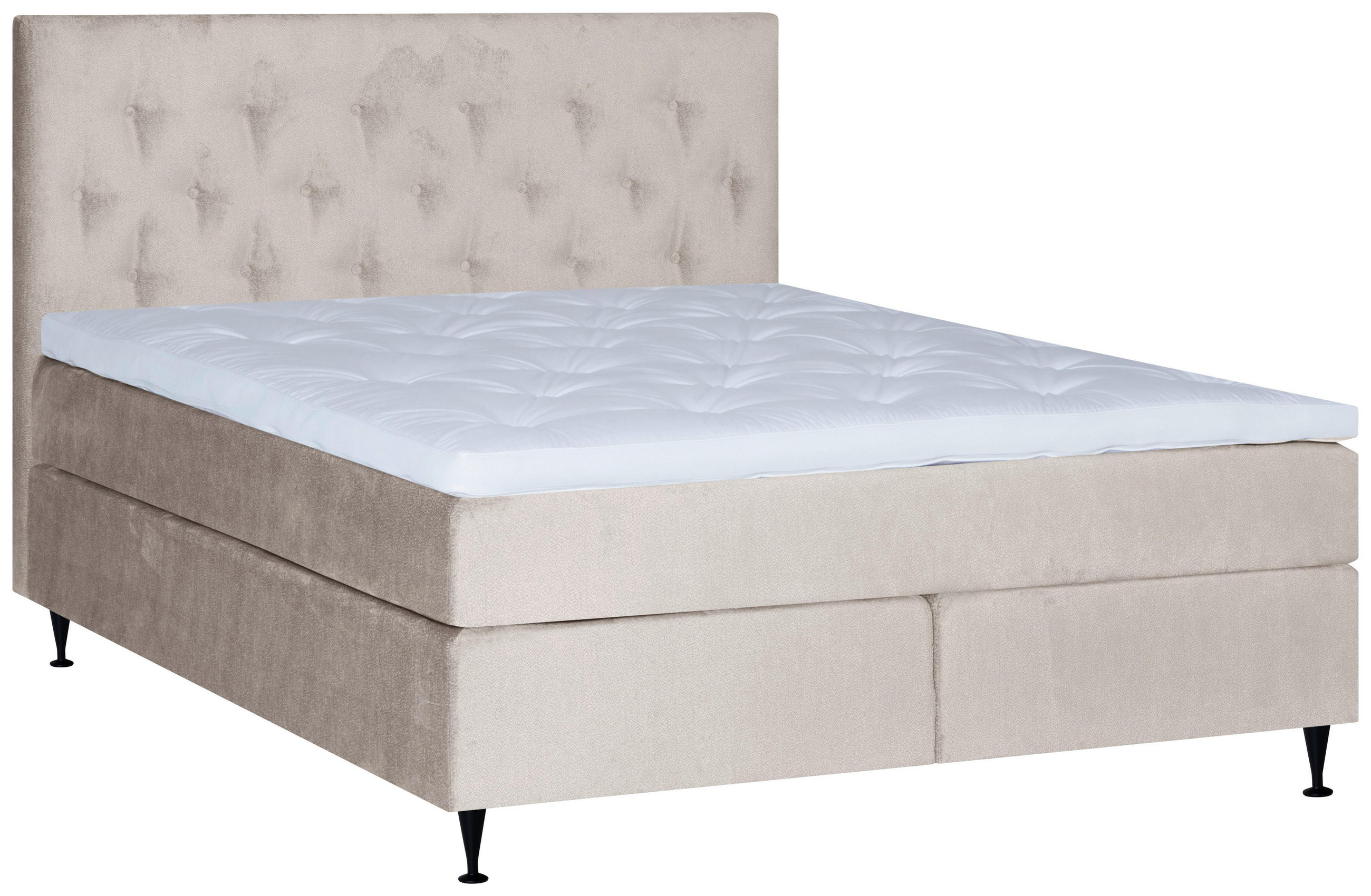 KONTINENTALSÄNG 180/200 cm  i beige  - beige/svart, Klassisk, metall/trä (180/200cm) - Ambiente