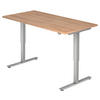 SCHREIBTISCH 160/80/72-119 cm  in Nussbaumfarben  - Silberfarben/Nussbaumfarben, KONVENTIONELL, Holzwerkstoff/Metall (160/80/72-119cm) - Venda