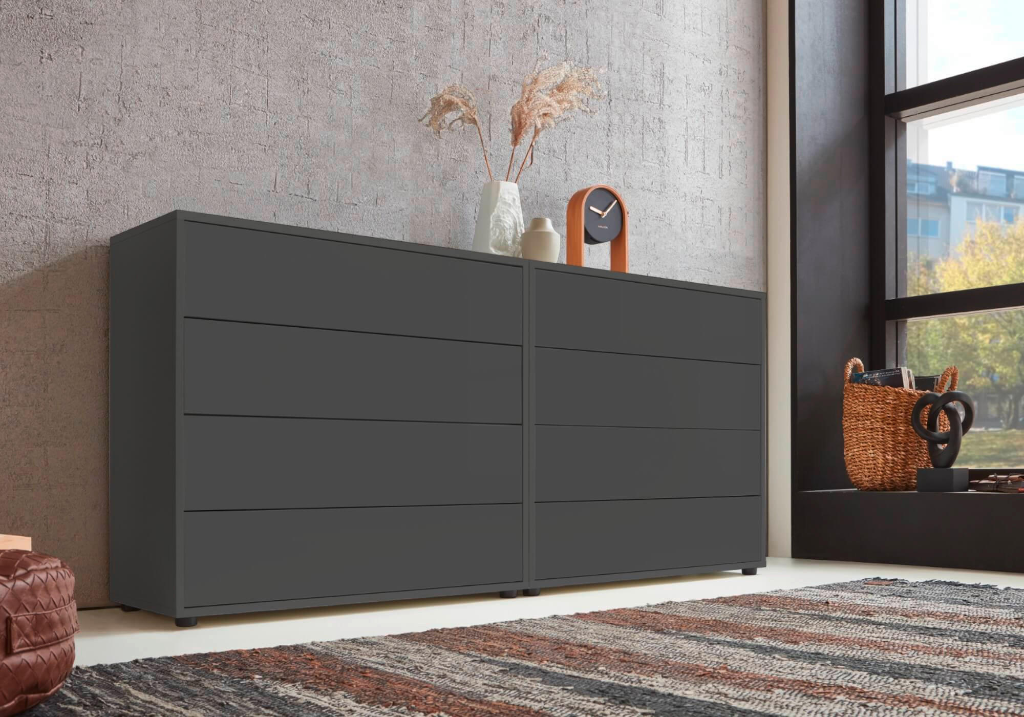 SIDEBOARD Mailand Set 1  in 158/73/33 cm  - Anthrazit/Schwarz, MODERN, Holzwerkstoff/Kunststoff (158/73/33cm) - MID.YOU