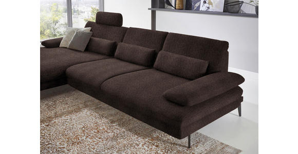 ECKSOFA in Chenille Dunkelbraun 180/310 cm - Dunkelbraun/Schwarz, Design, Textil/Metall (180/310cm) - Dieter Knoll