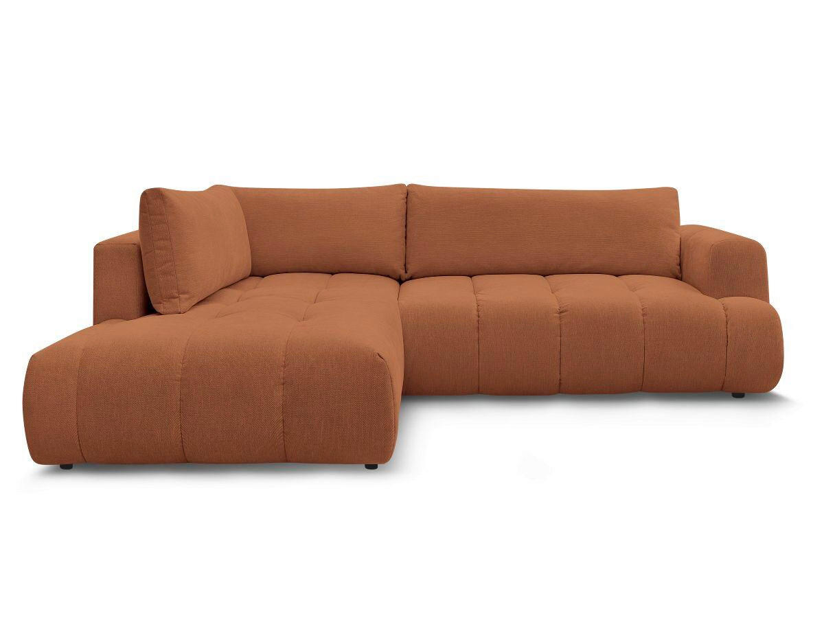 ECKSCHLAFSOFA FUJI Leinenoptik Orange  inkl.  - Schwarz/Orange, MODERN, Kunststoff/Textil (204/282cm)