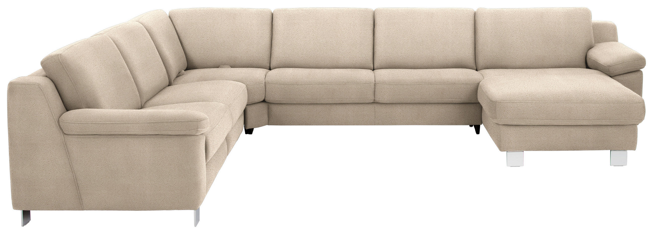 WOHNLANDSCHAFT in Mikrofaser Naturfarben, Sandfarben  - Sandfarben/Chromfarben, Design, Textil/Metall (278/364/166cm) - Valdera