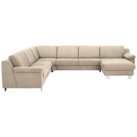 WOHNLANDSCHAFT in Mikrofaser Naturfarben, Sandfarben  - Sandfarben/Chromfarben, Design, Textil/Metall (278/364/166cm) - Valdera