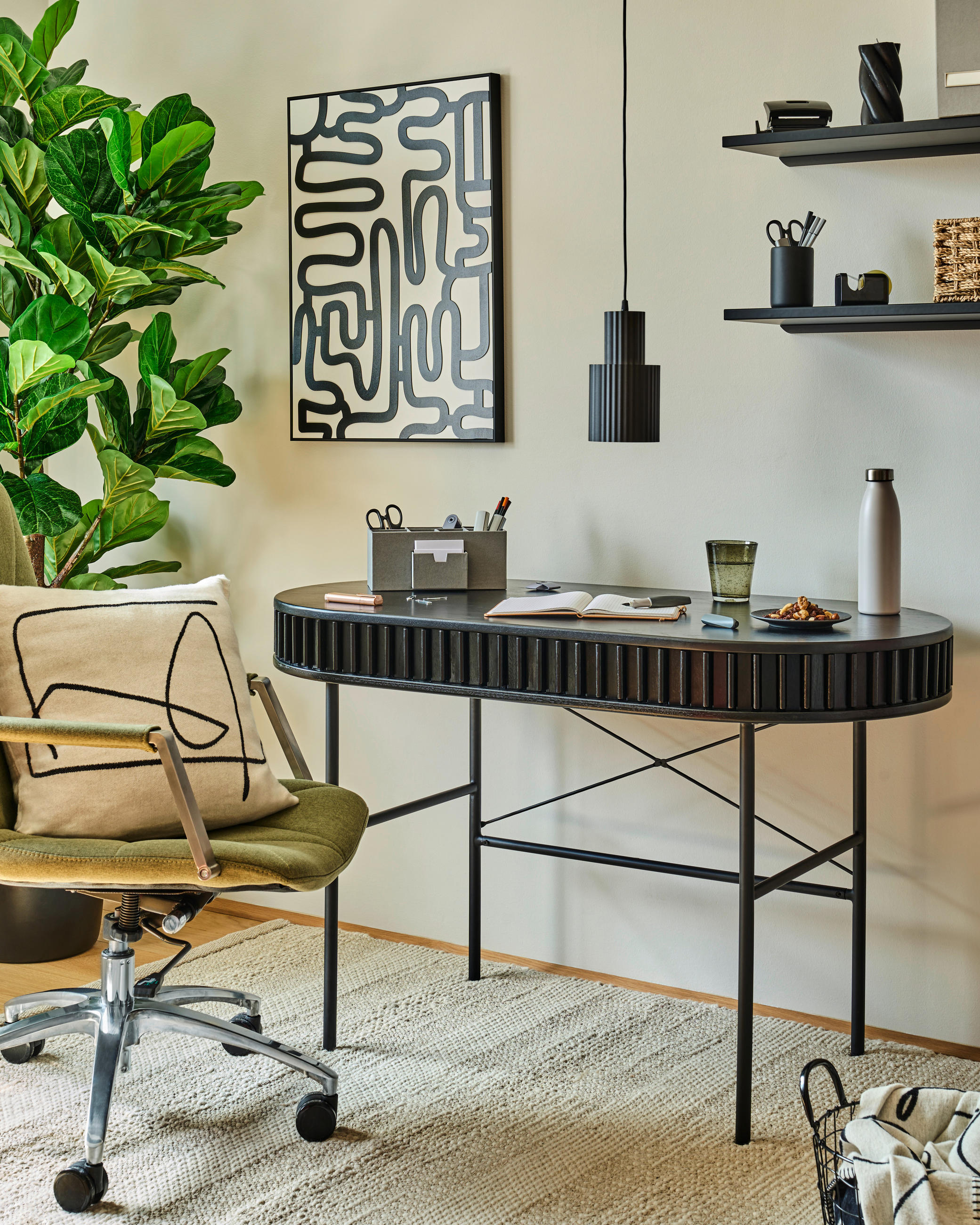 SKRIVBORD 120/60/75 cm  i svart  - svart, Trend, metall/trämaterial (120/60/75cm) - Novel