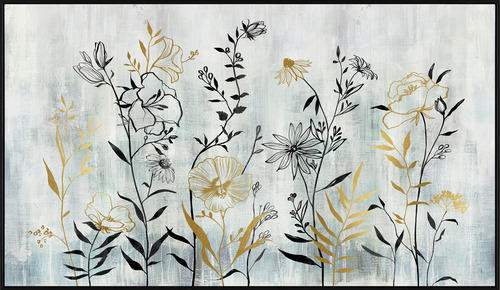 UMELECKÁ TLAČ, kvety, 120/70 cm  - modrá/čierna, Trend, drevo/textil (120/70cm) - Monee