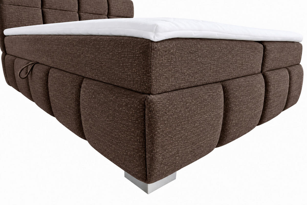 BOXBETT 140/200 cm,  in Braun, Bettkasten, Topper,  - Chromfarben/Braun, MODERN, Holz/Kunststoff (140/200cm) - MID.YOU
