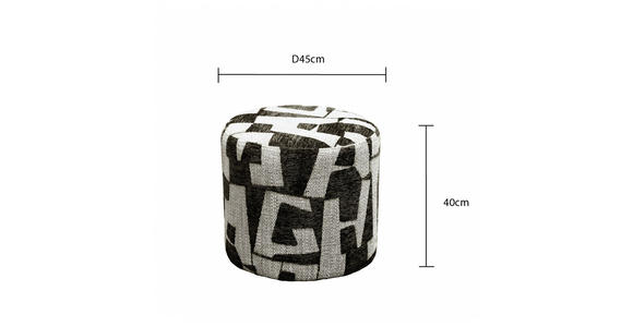 HOCKER Jacquard Weiß, Dunkelgrau  - Dunkelgrau/Weiß, LIFESTYLE, Textil (45/40/45cm) - Xora