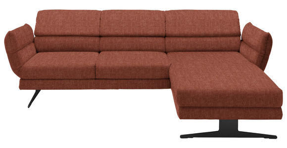 ECKSOFA  in Flachgewebe Rostfarben  279-327/176-217 cm  - Rostfarben/Schwarz, Design, Textil/Metall (279-327/176-217cm) - Dieter Knoll