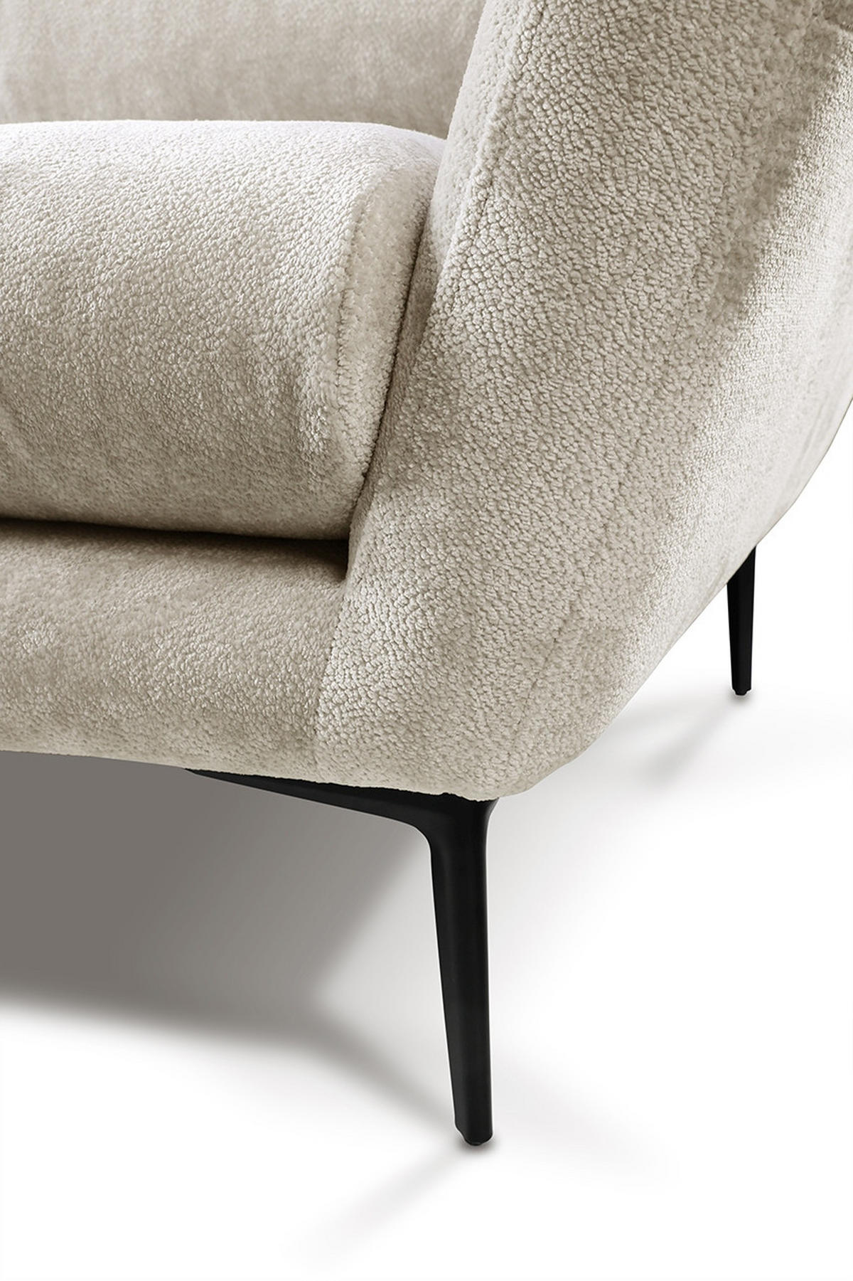 SOFA in Velours Creme  - Creme/Schwarz, Design, Textil/Metall (225/86/95cm) - MID.YOU