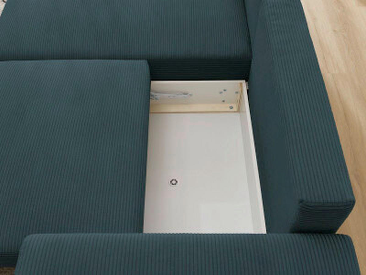 ECKSOFA Ottomane links  ATILLA Dunkelblau Cord  - Schwarz/Dunkelblau, MODERN, Kunststoff/Textil (149/244cm)