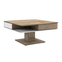 COUCHTISCH in Holz, Glas 90/90/46 cm  - Weiss/Eichefarben, Design, Glas/Holz (90/90/46cm) - Voglauer