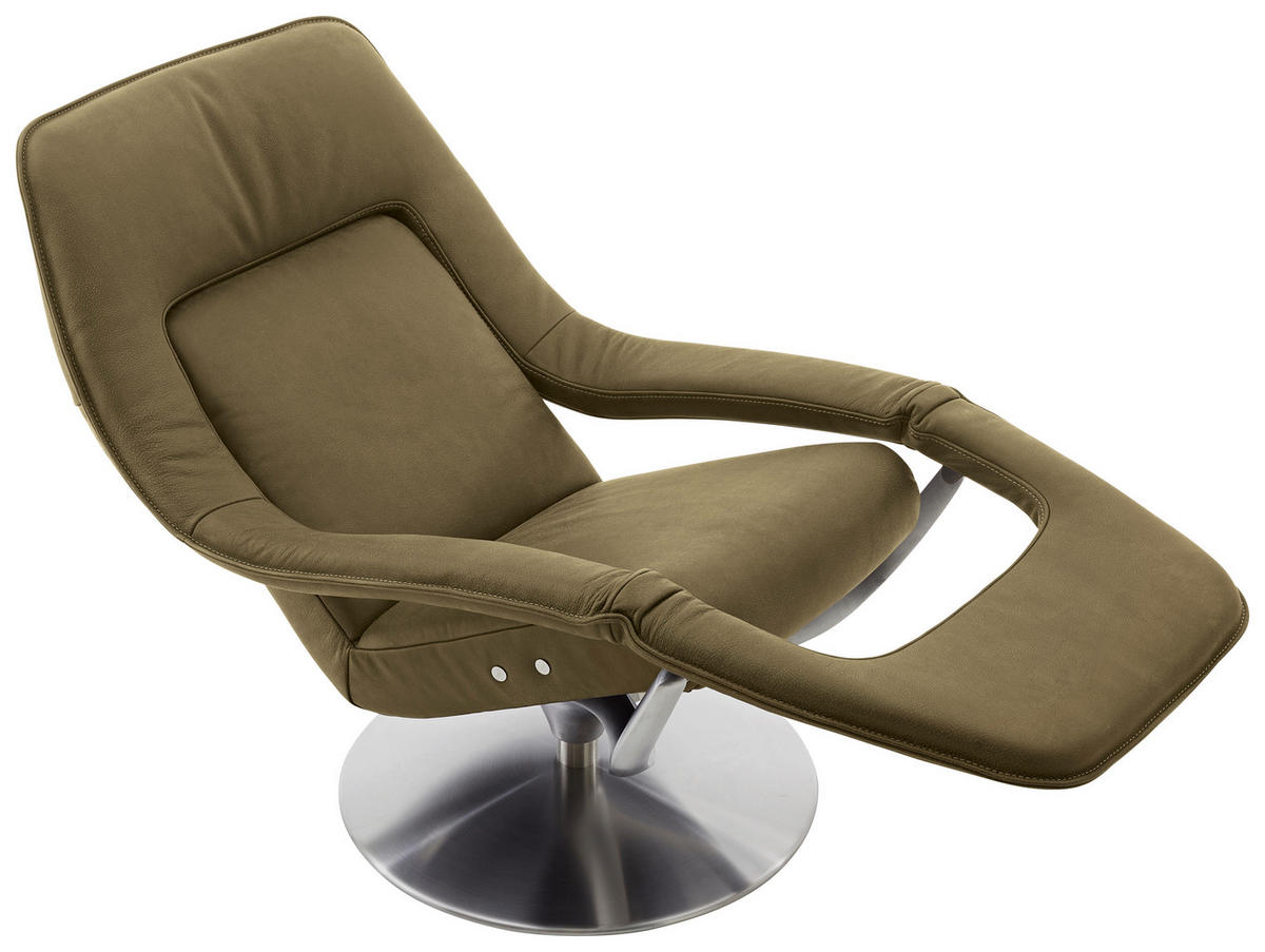 RELAXSESSEL in Leder Grün  - Nickelfarben/Grün, Design, Leder/Metall (77/113/91cm) - Koinor