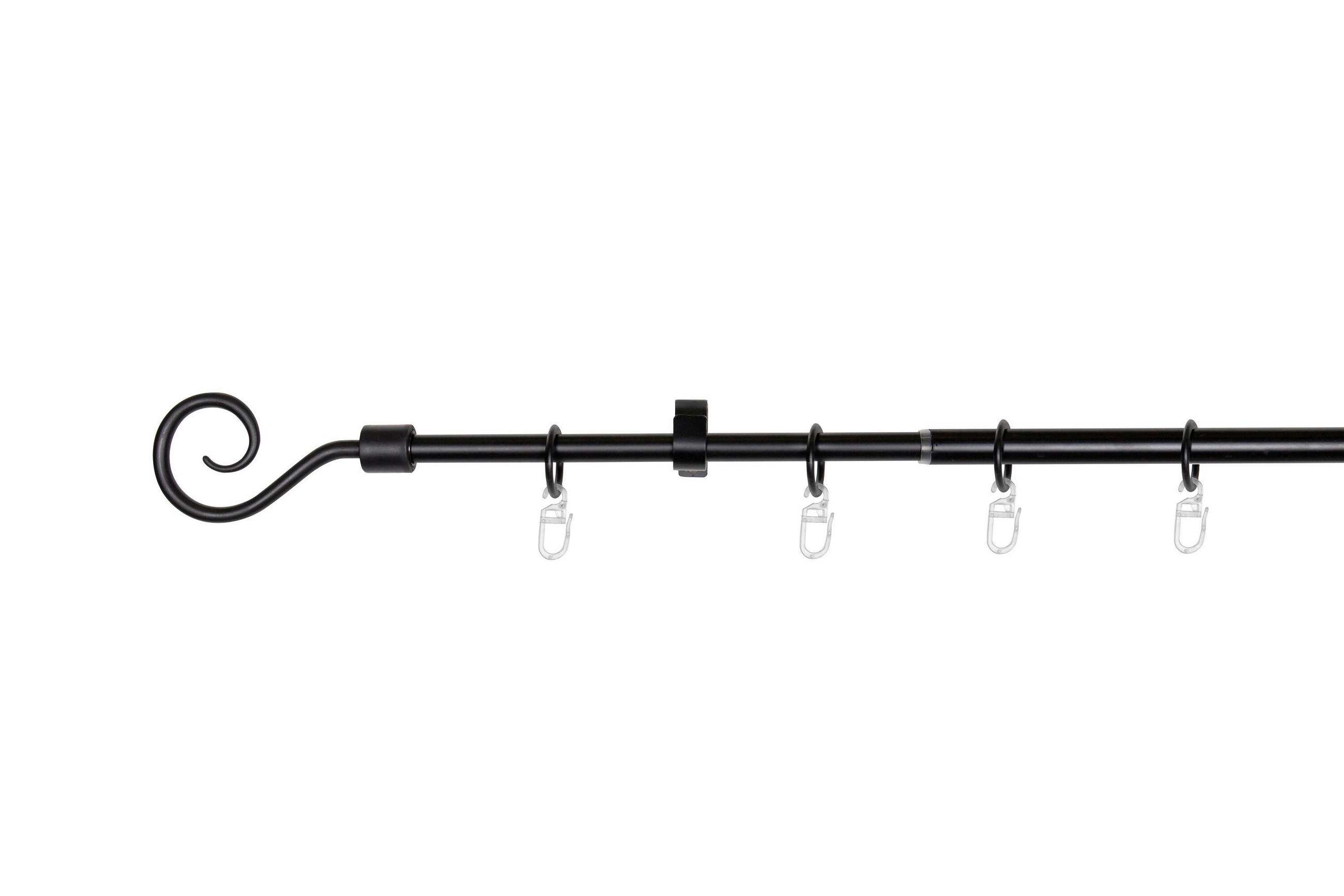 VORHANGSTANGENSET  130 cm  - Schwarz, Basics, Metall (130cm)