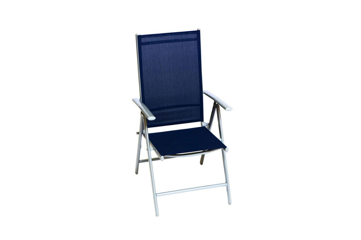 GARTENKLAPPSESSEL-SET Aluminium Dunkelblau  - Silberfarben/Dunkelblau, ROMANTIK / LANDHAUS, Textil/Metall (57/108/65cm) - Gardenson