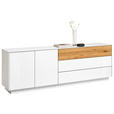 LOWBOARD Triest  in 207/69/42 cm  - Eichefarben/Weiß, Design, Glas/Holz (207/69/42cm) - Novel