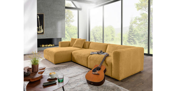 ECKSOFA  in Chenille Senfgelb  178/323 cm  - Senfgelb/Schwarz, MODERN, Kunststoff/Textil (178/323cm) - Carryhome