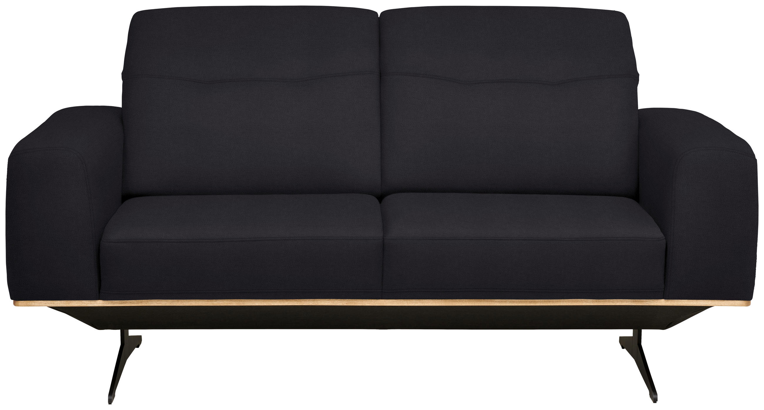 2-SITZER-SOFA in Leder Dunkelbraun  - Dunkelbraun/Schwarz, Design, Leder/Holz (174/76-97/102cm) - Novel