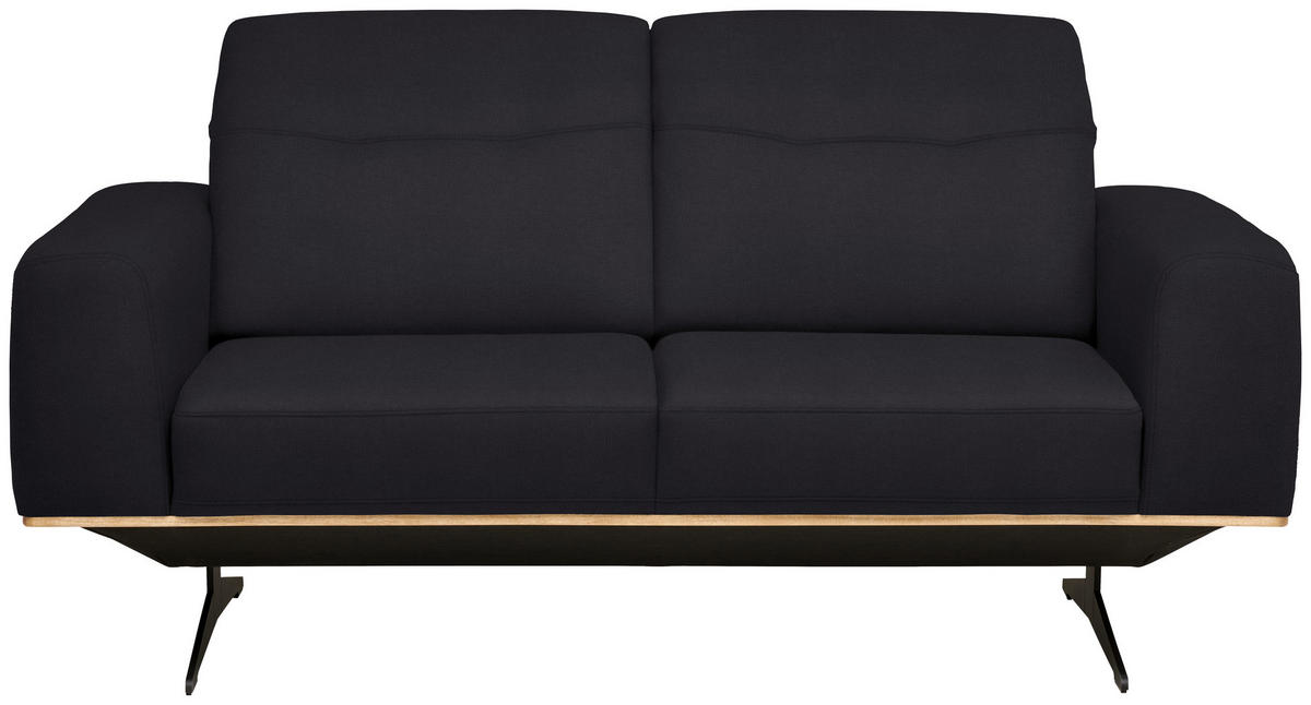 2-SITZER-SOFA in Echtleder Dunkelbraun  - Dunkelbraun/Schwarz, Design, Leder/Holz (174/76-97/102cm) - Novel