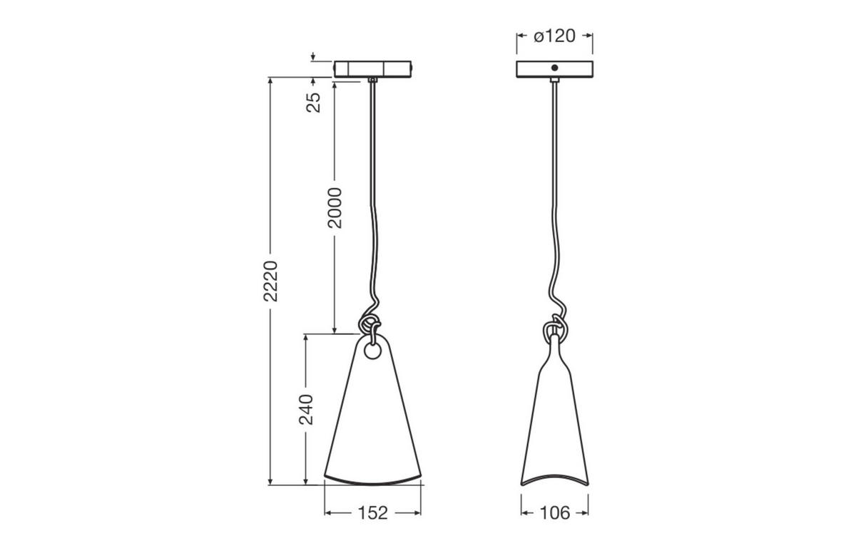 HÄNGELEUCHTE 15,2/10,6/122 cm  - Schwarz, Basics, Kunststoff/Metall (15,2/10,6/122cm) - Osram