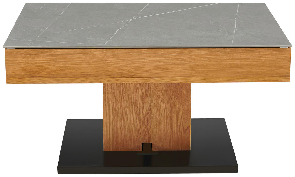 COUCHTISCH Eiche furniert 90/46,3/60 cm rechteckig Grau, Schwarz, Eichefarben  - Eichefarben/Schwarz, Design, Holz/Keramik (90/46,3/60cm) - Livetastic