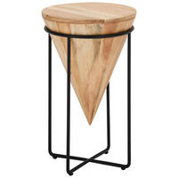 BEISTELLTISCH 36/36/56 cm Akazie vollmassiv Schwarz, Akaziefarben rund  - Schwarz/Akaziefarben, LIFESTYLE, Holz/Metall (36/36/56cm) - Landscape