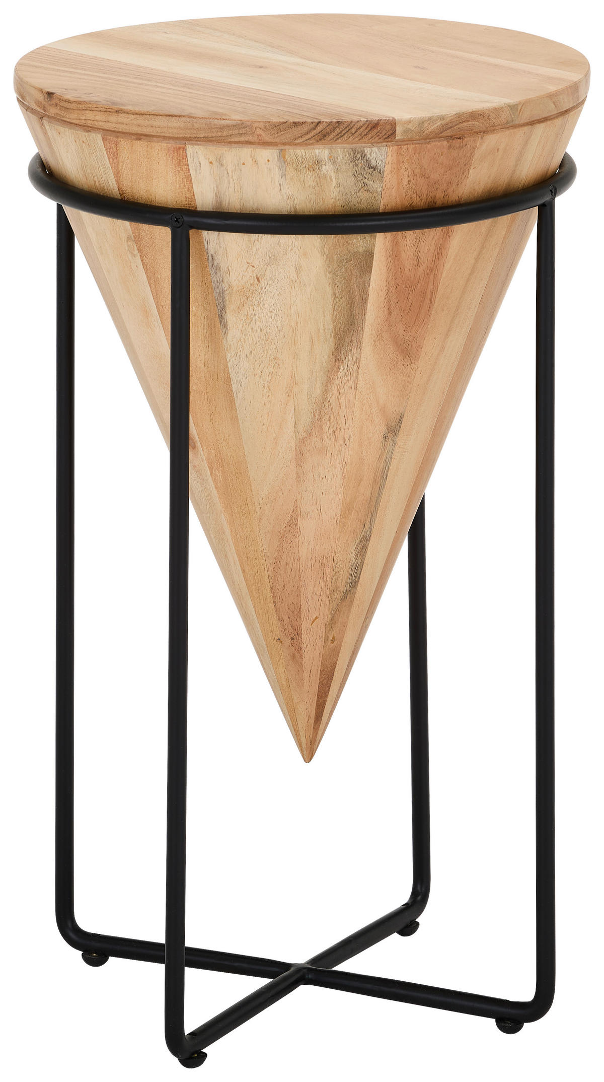 BEISTELLTISCH 36/36/56 cm Akazie vollmassiv Schwarz, Akaziefarben rund  - Schwarz/Akaziefarben, LIFESTYLE, Holz/Metall (36/36/56cm) - Landscape