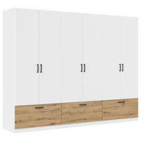 KLEIDERSCHRANK in Weiss, Eiche Artisan  - Weiss/Eiche Artisan, Basics, Holzwerkstoff/Metall (271/210/54cm) - Boxxx