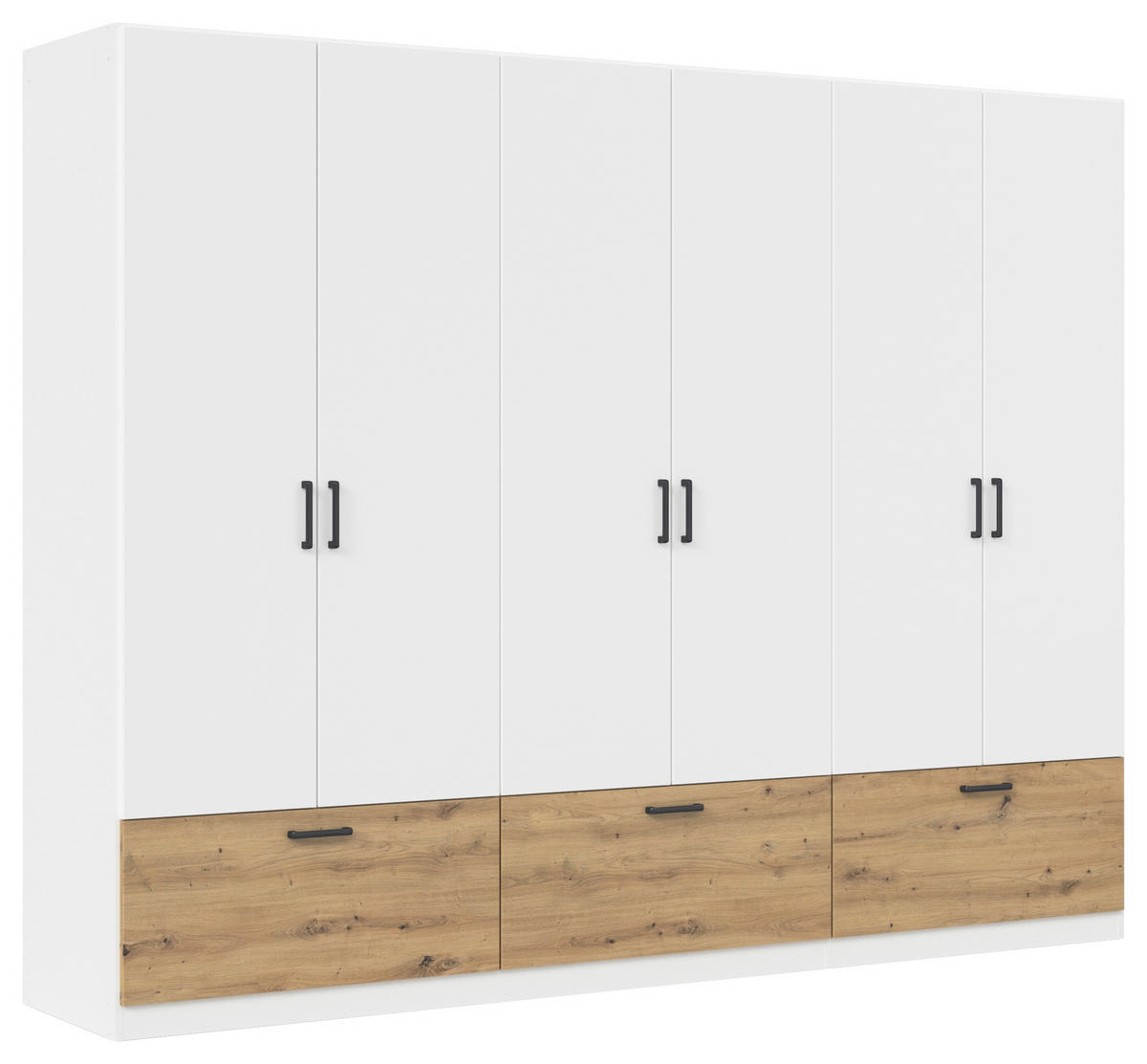 KLEIDERSCHRANK in Weiss, Eiche Artisan  - Weiss/Eiche Artisan, Basics, Holzwerkstoff/Metall (271/210/54cm) - Boxxx