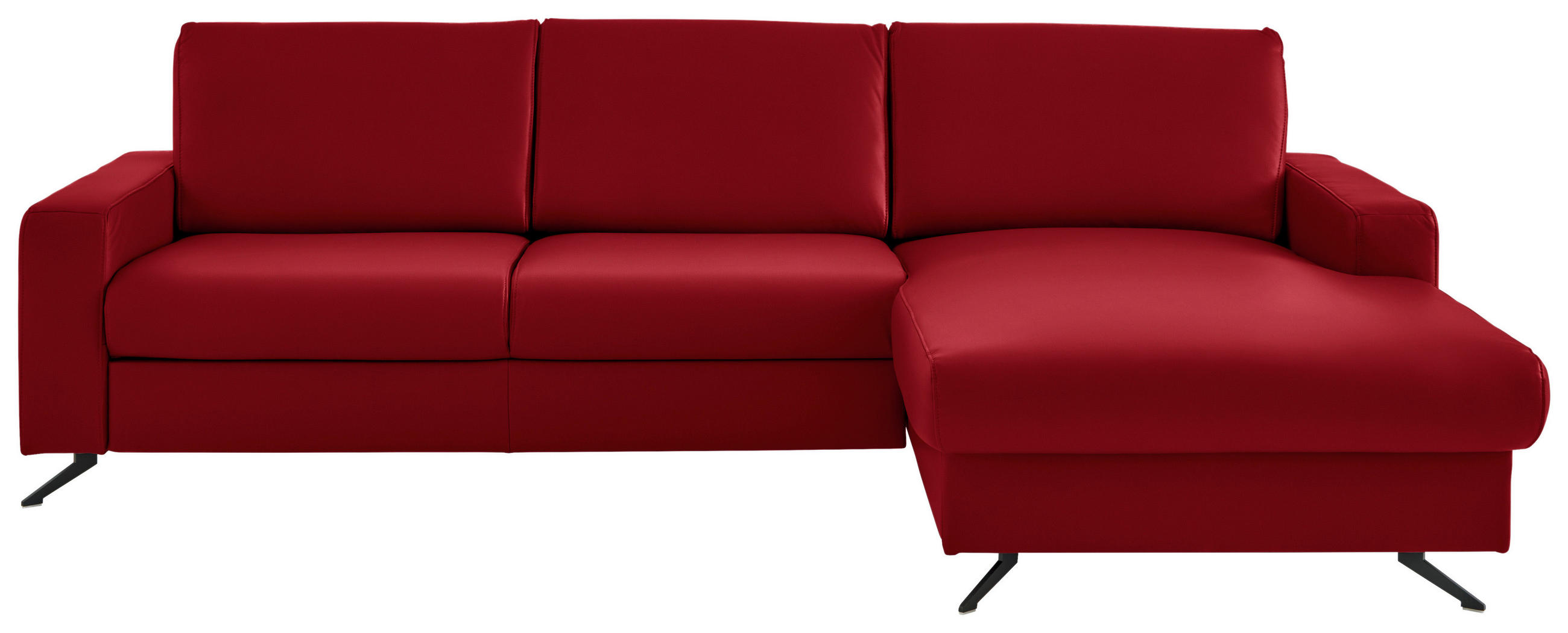 ECKSOFA in Echtleder Rot  267/165 cm  - Rot/Schwarz, Design, Leder/Metall (267/165cm) - Lomoco