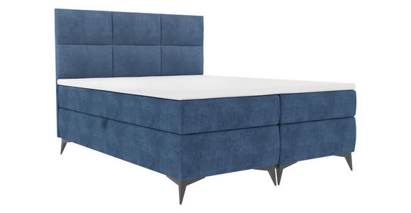 BOXBETT 160/200 cm  in Dunkelblau  - Schwarz/Dunkelblau, KONVENTIONELL, Textil/Metall (160/200cm) - Carryhome