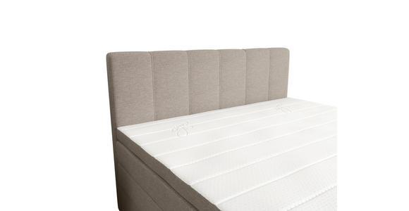 BOXSPRINGBETT 180/200 cm,  in Greige, gepolstertes Kopfteil, Bettkasten, Topper, Matratzen, H2 + H3 = mittel + fest  - Greige/Schwarz, KONVENTIONELL, Kunststoff/Textil (180/200cm) - Esposa