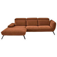 ECKSOFA in Cord Cognac  - Cognac/Schwarz, Design, Textil/Metall (202/301cm) - Moderano