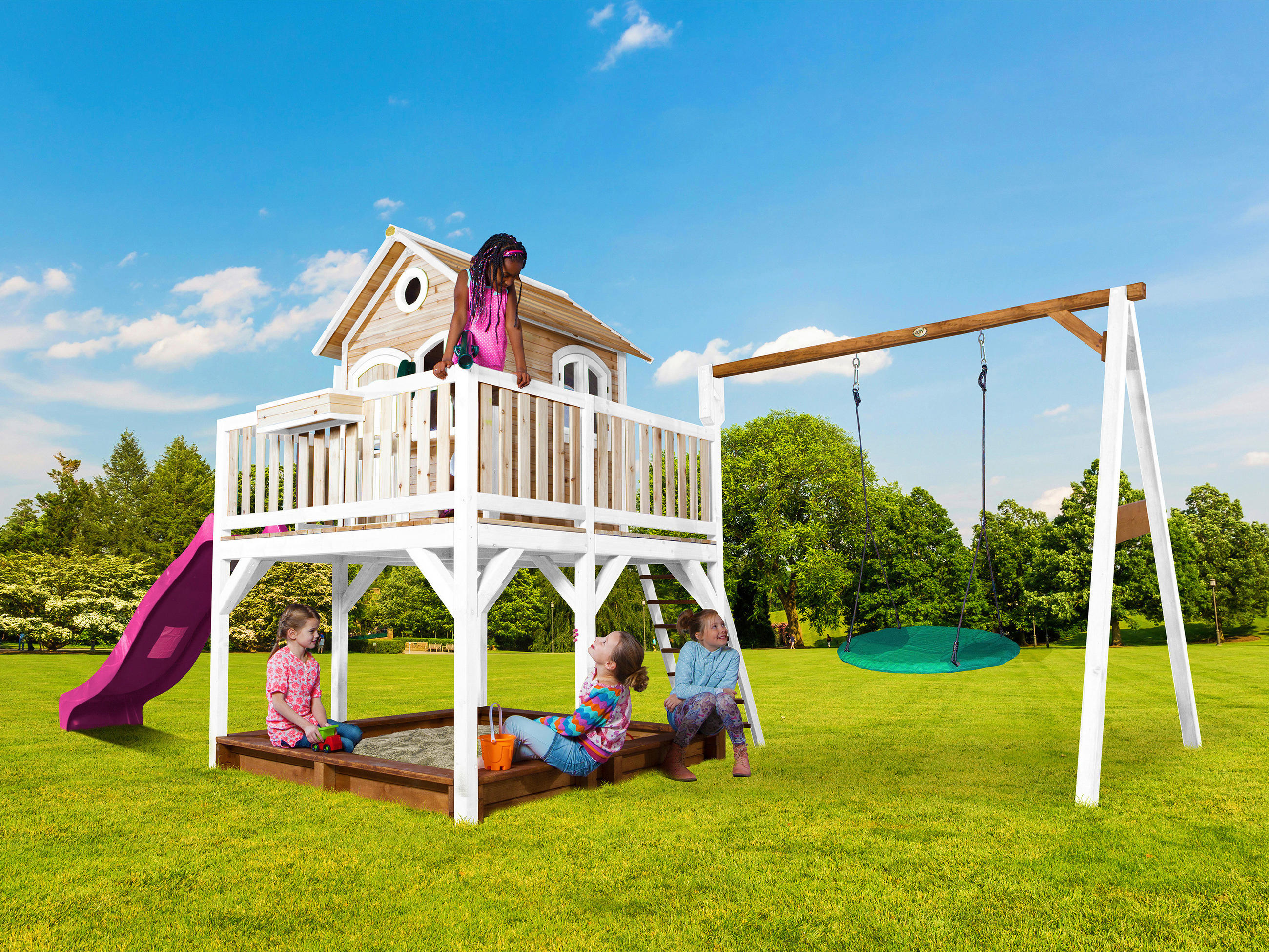 SPIELTURM  - Lila/Braun, KONVENTIONELL, Holz (613/291/277cm) - Ambia Garden
