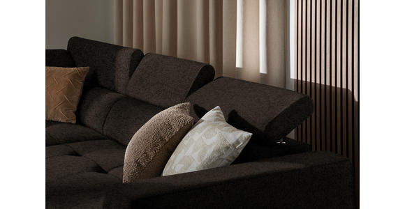 ECKSOFA in Struktur Dunkelbraun 205/284 cm - Dunkelbraun/Schwarz, Design, Kunststoff/Textil (205/284cm) - Xora