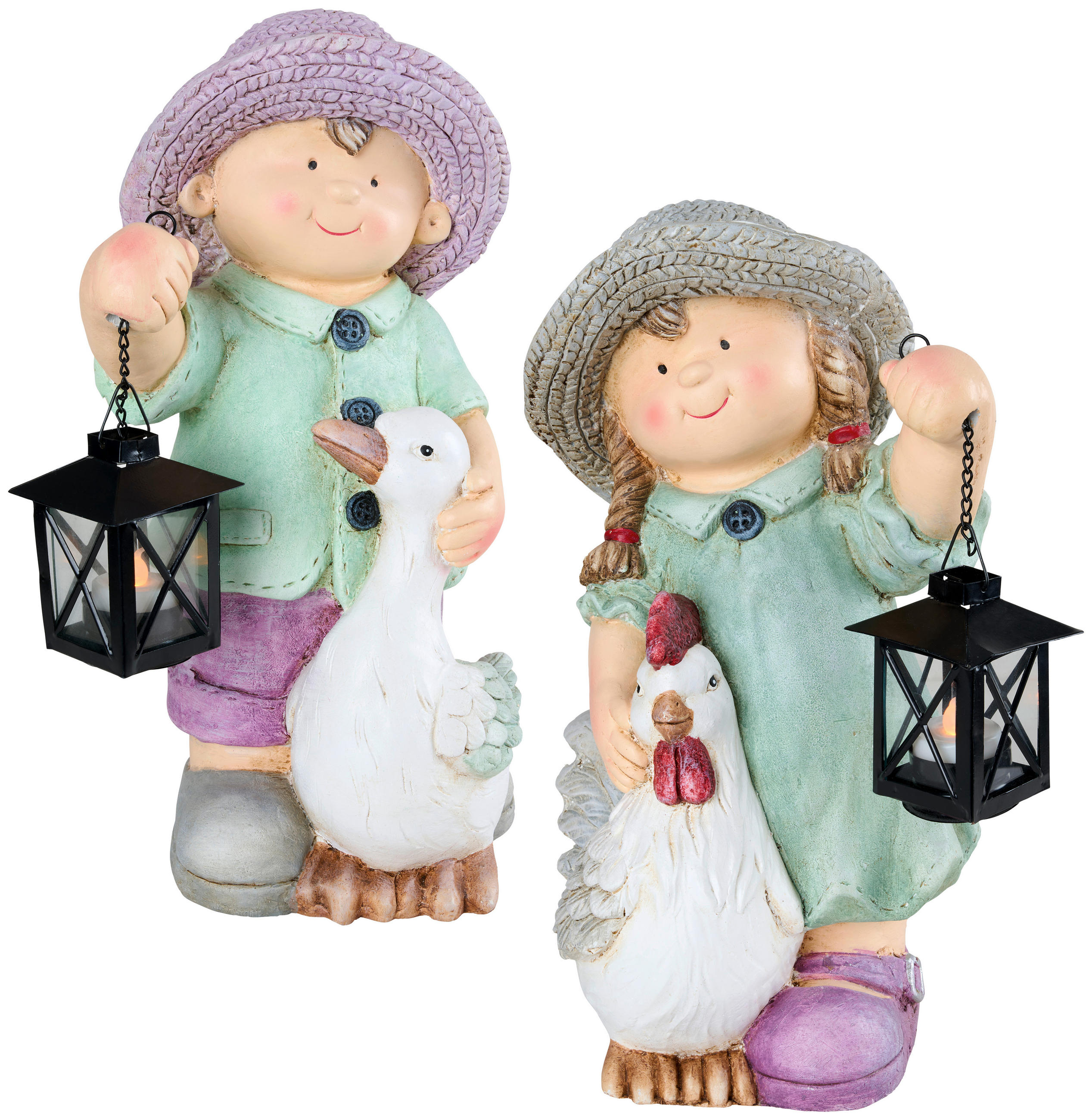 UKRASNA FIGURICA DETE - lila/zelena, Lajfstajl, kamen/metal (20,5/40,5/18,5cm)