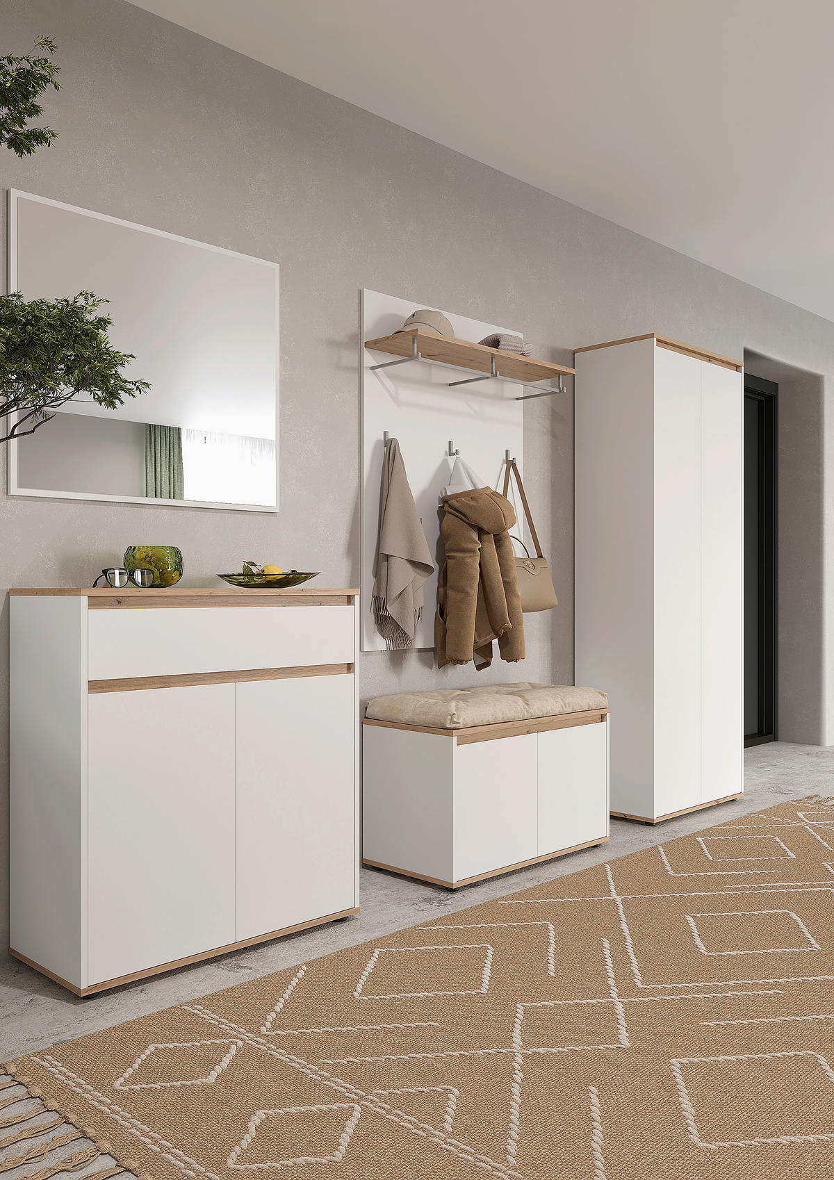 GARDEROBENPANEEL  in 83,4/120,6/26,6 cm  - Weiß/Eiche Artisan, MODERN, Holzwerkstoff (83,4/120,6/26,6cm) - Carryhome