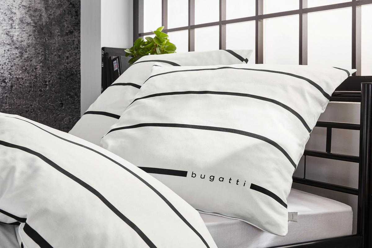 LIZENZBETTWÄSCHE Satin 135/200 cm  - Schwarz/Weiß, Basics, Textil (135/200cm) - Bugatti