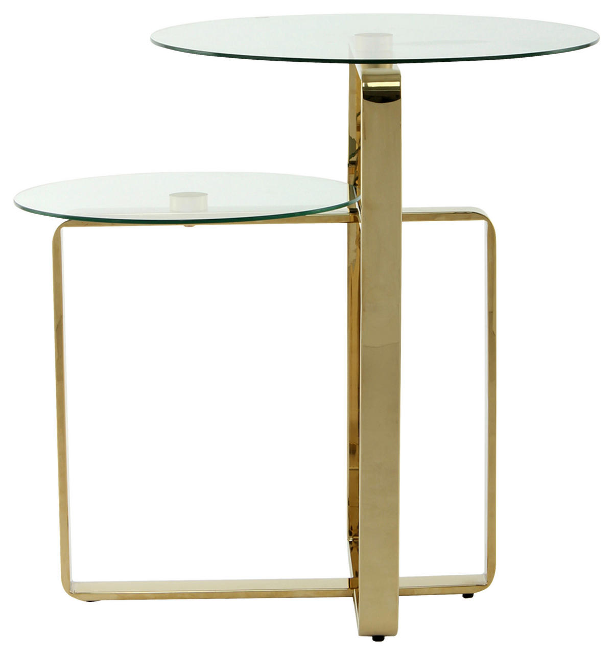BEISTELLTISCH 46/46/60 cm Klar, Goldfarben rund  - Klar/Goldfarben, Design, Glas/Metall (46/46/60cm) - Kayoom