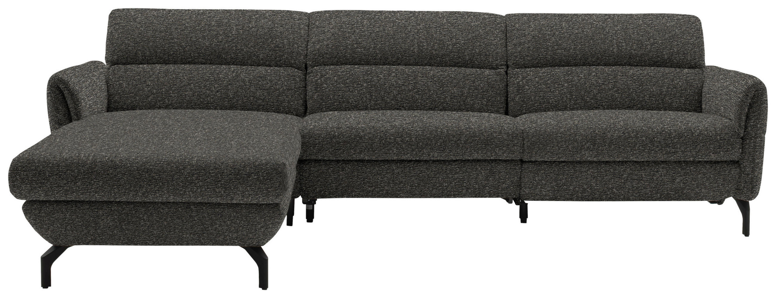 ECKSOFA Dunkelbraun Chenille  - Dunkelbraun/Schwarz, Design, Textil/Metall (187/299cm) - Schöner Wohnen