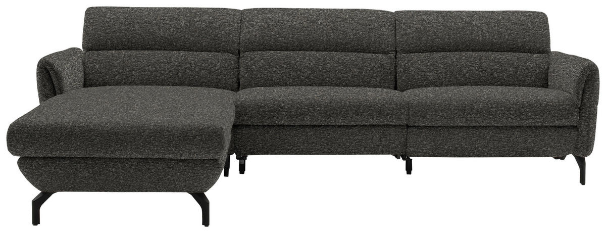 ECKSOFA in Chenille Dunkelbraun  187/299 cm  - Dunkelbraun/Schwarz, Design, Textil/Metall (187/299cm) - Schöner Wohnen