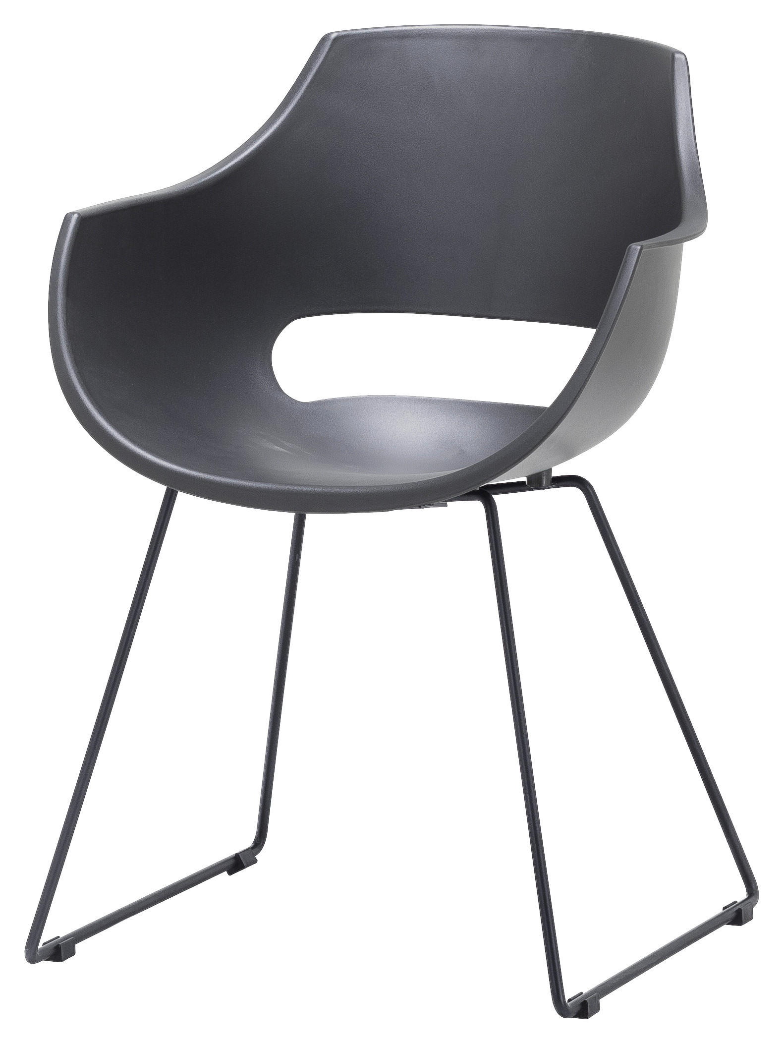 ARMLEHNSTUHL     - Schwarz/Grau, Design, Kunststoff/Metall (57/80/58cm) - Livetastic