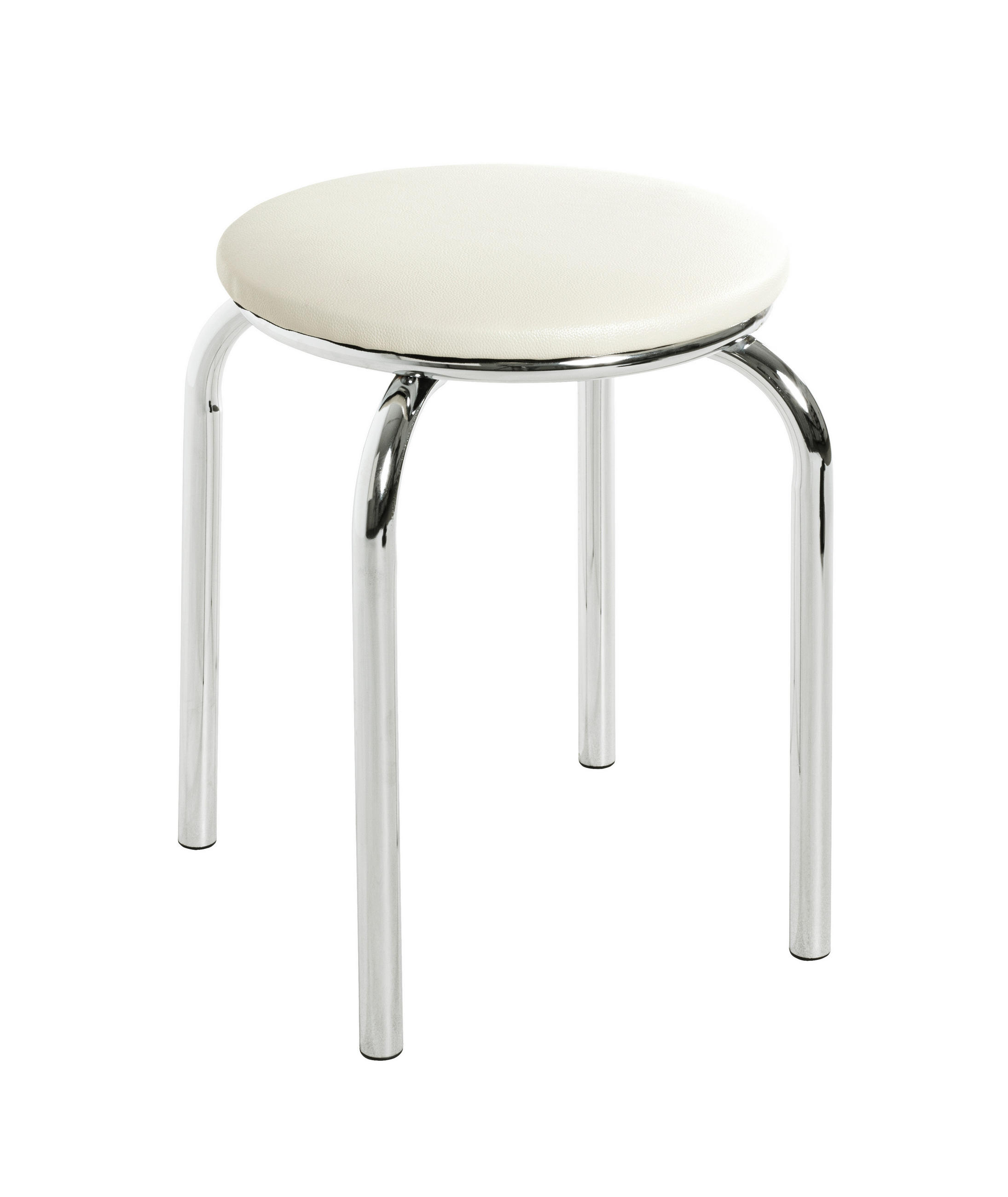 STOHOVATEĽNÝ STOLČEK, kov, plast, 46/45/46 cm - biela/chrómová, Konventionell, kov/plast (46/45/46cm) - Boxxx