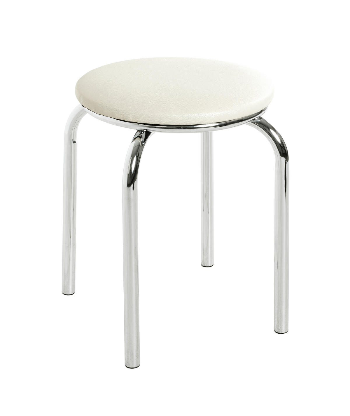 STOHOVATEĽNÝ STOLČEK, kov, plast, 46/45/46 cm - biela/chrómová, Konventionell, kov/plast (46/45/46cm) - Boxxx