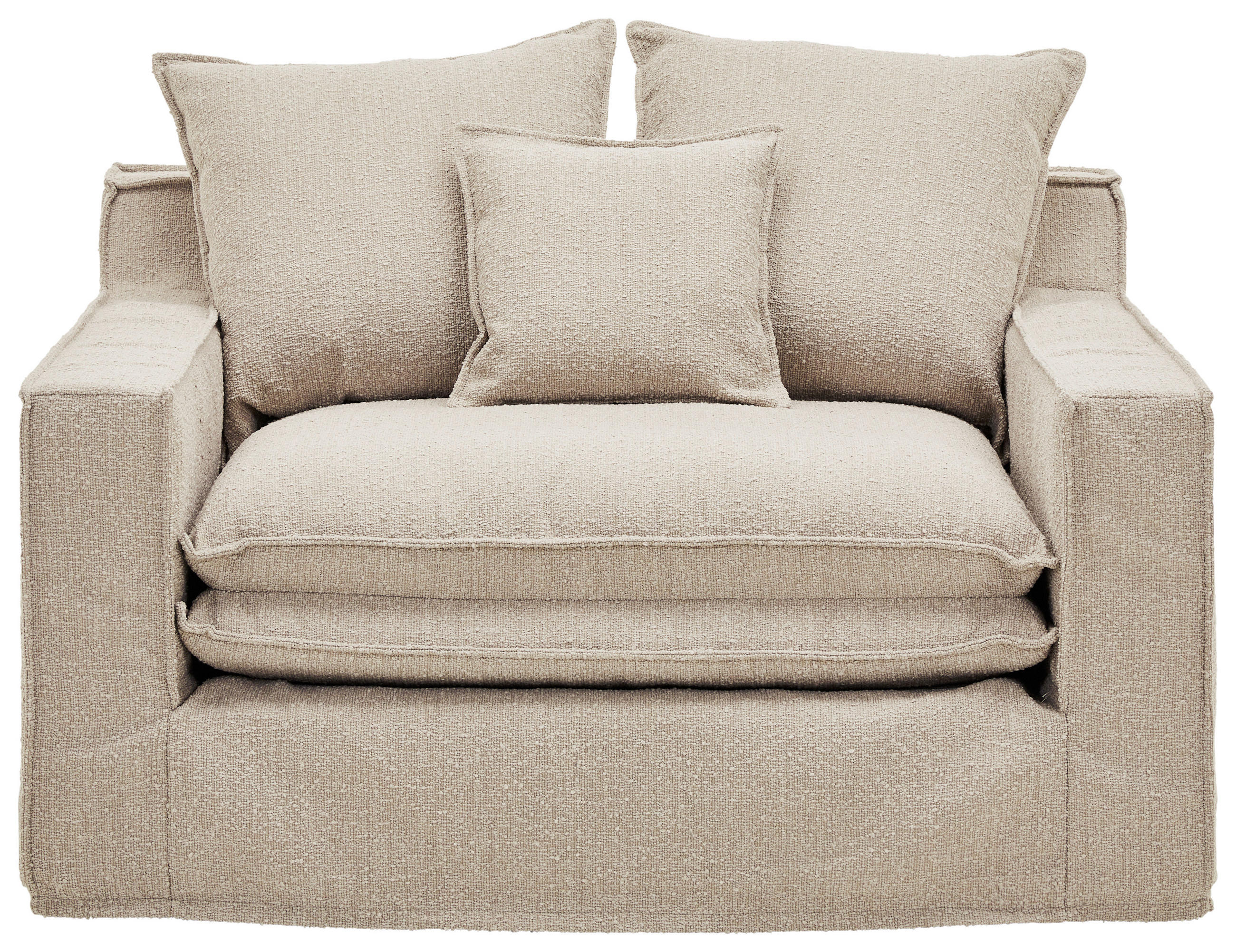 SESSEL Bouclé Beige    - Beige/Schwarz, Trend, Kunststoff/Textil (129/92/105cm) - Livetastic