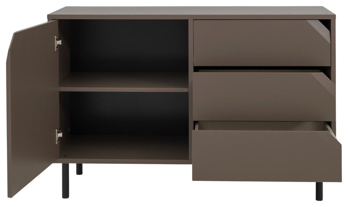 SIDEBOARD  in 118/77/43 cm  - Taupe/Schwarz, Design, Holzwerkstoff/Metall (118/77/43cm)