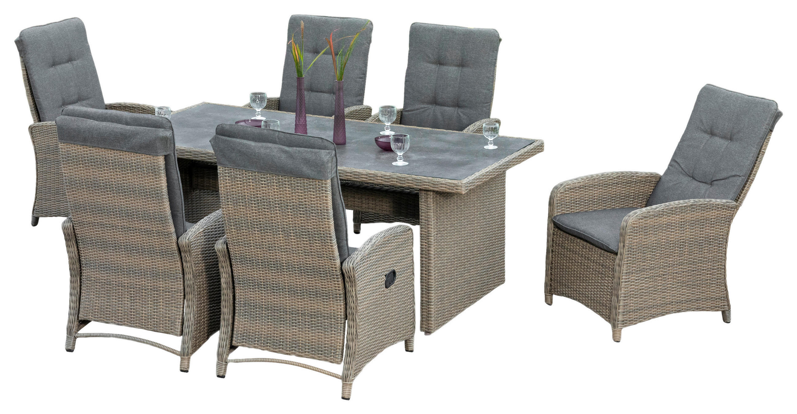 GARTENSET 13-teilig Aluminium 13-teilig  - Grau, MODERN, Kunststoff/Textil - Gardenson