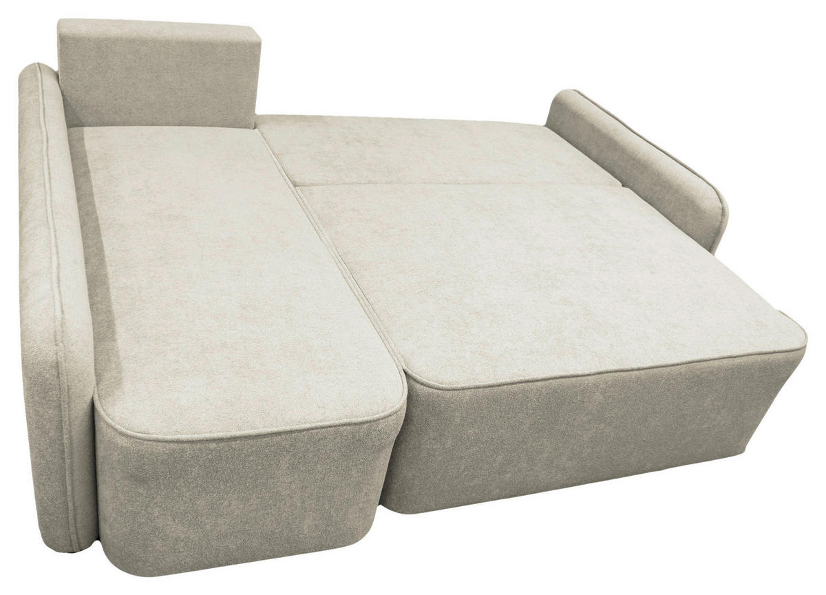 ECKSOFA Creme Struktur, Bouclé  - Creme/Schwarz, Design, Kunststoff/Textil (143/209cm) - MID.YOU