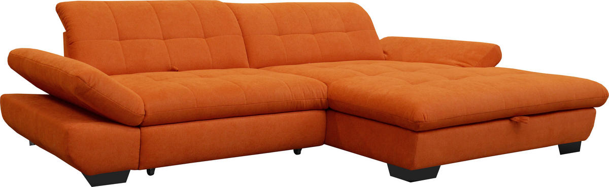 ECKSOFA in Mikrofaser Orange  - Schwarz/Orange, Design, Textil/Metall (290/198cm) - Xora